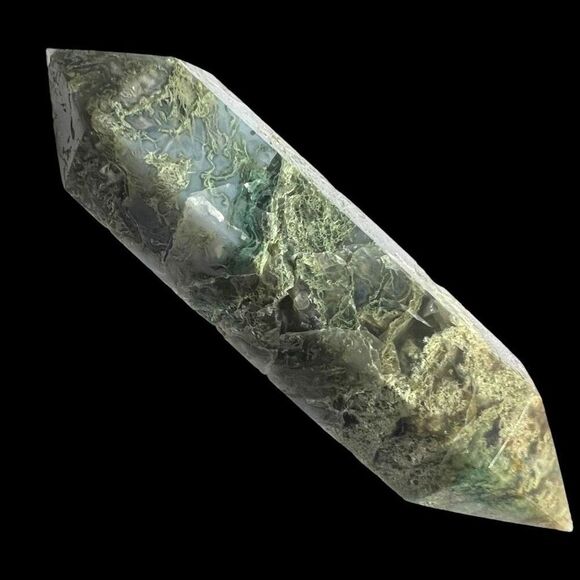 Moss Agate Crystal Double Terminated‎ Point (#3) - Picture 13 of 13